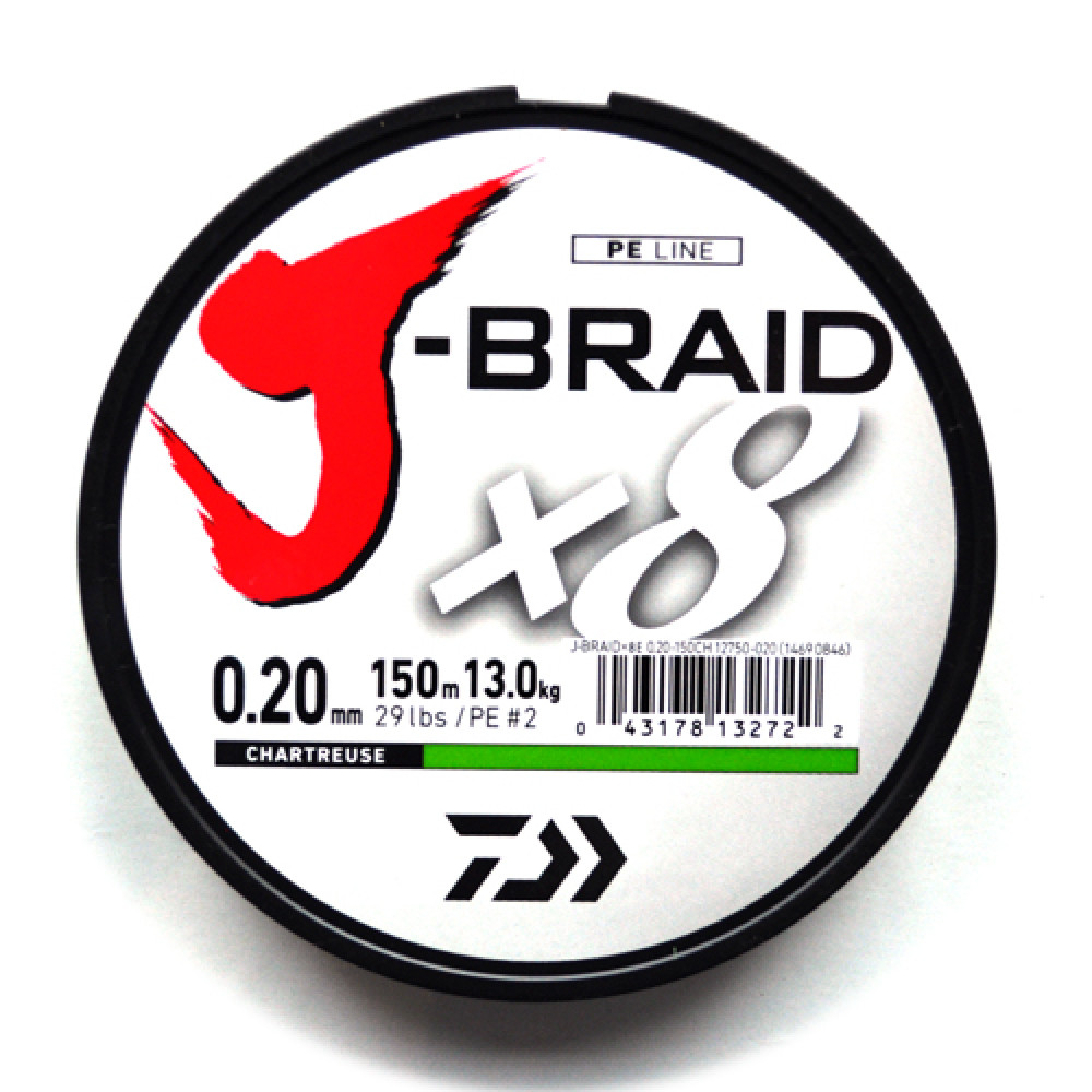 Шнур Daiwa J-Braid X8 0,18mm-150m CHARTREUSE