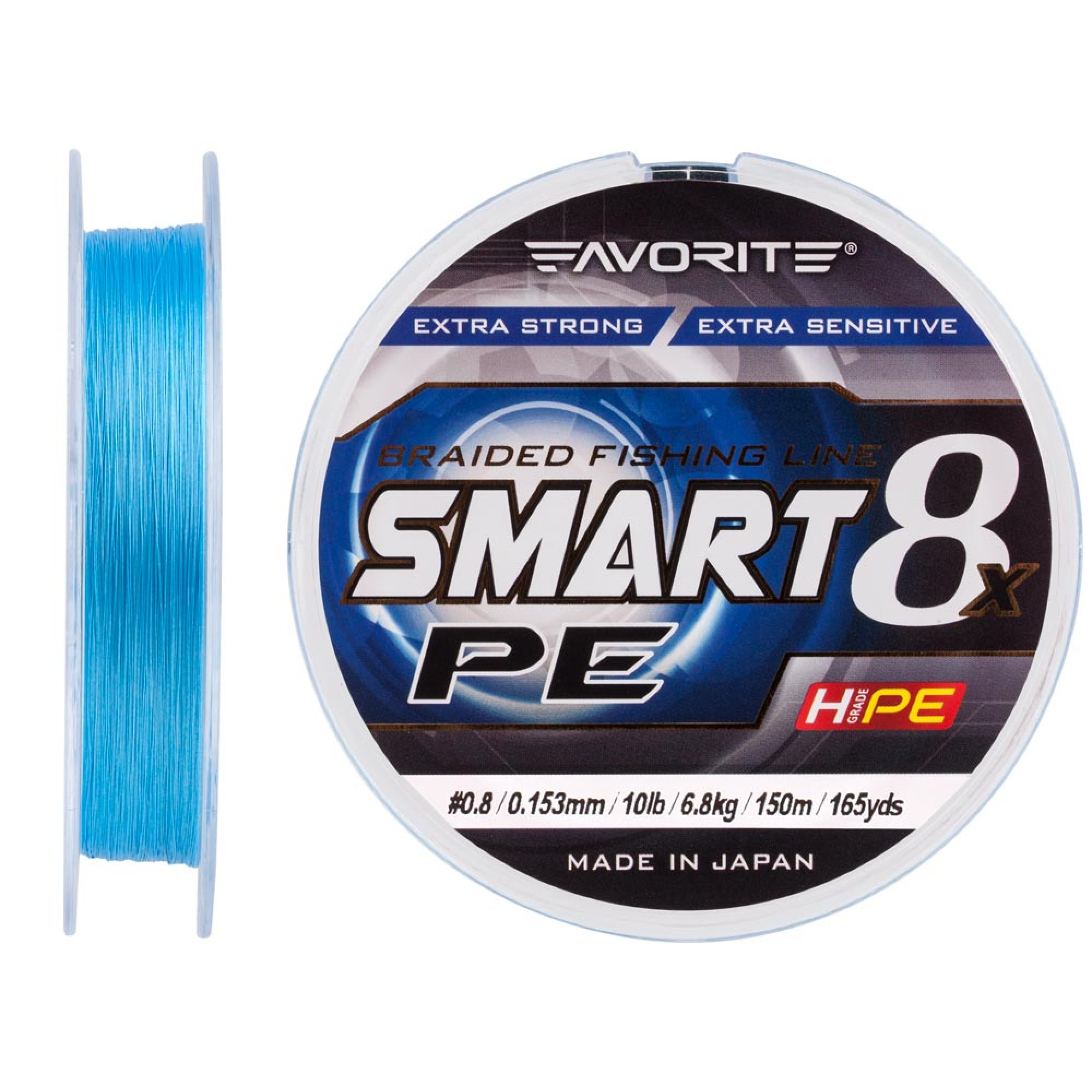 Шнур Favorite Smart PE 8x 150м (sky blue) #0.8/0.153 mm 10lb/6.8 kg