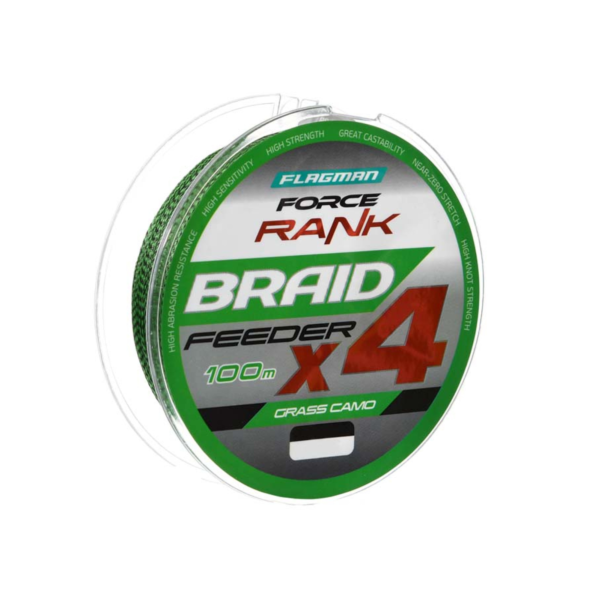 Шнур Flagman Force Rank Feeder Braid Х4 Grass Camo 100м 0.18мм