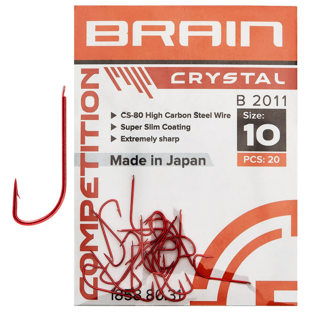 Крючок Brain Crystal B2011 #10 (20 шт/уп) ц:red