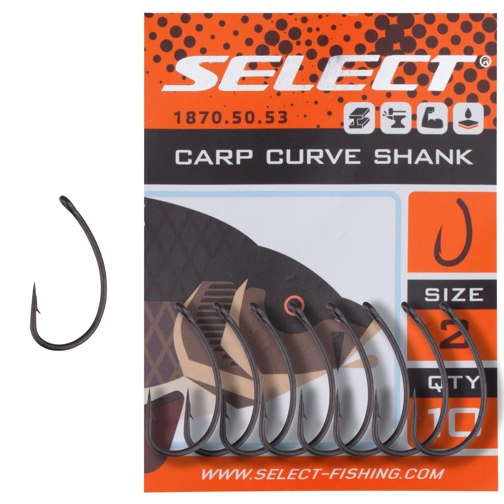 Крючок Select Carp Curve Shank #8 (10 шт/уп)