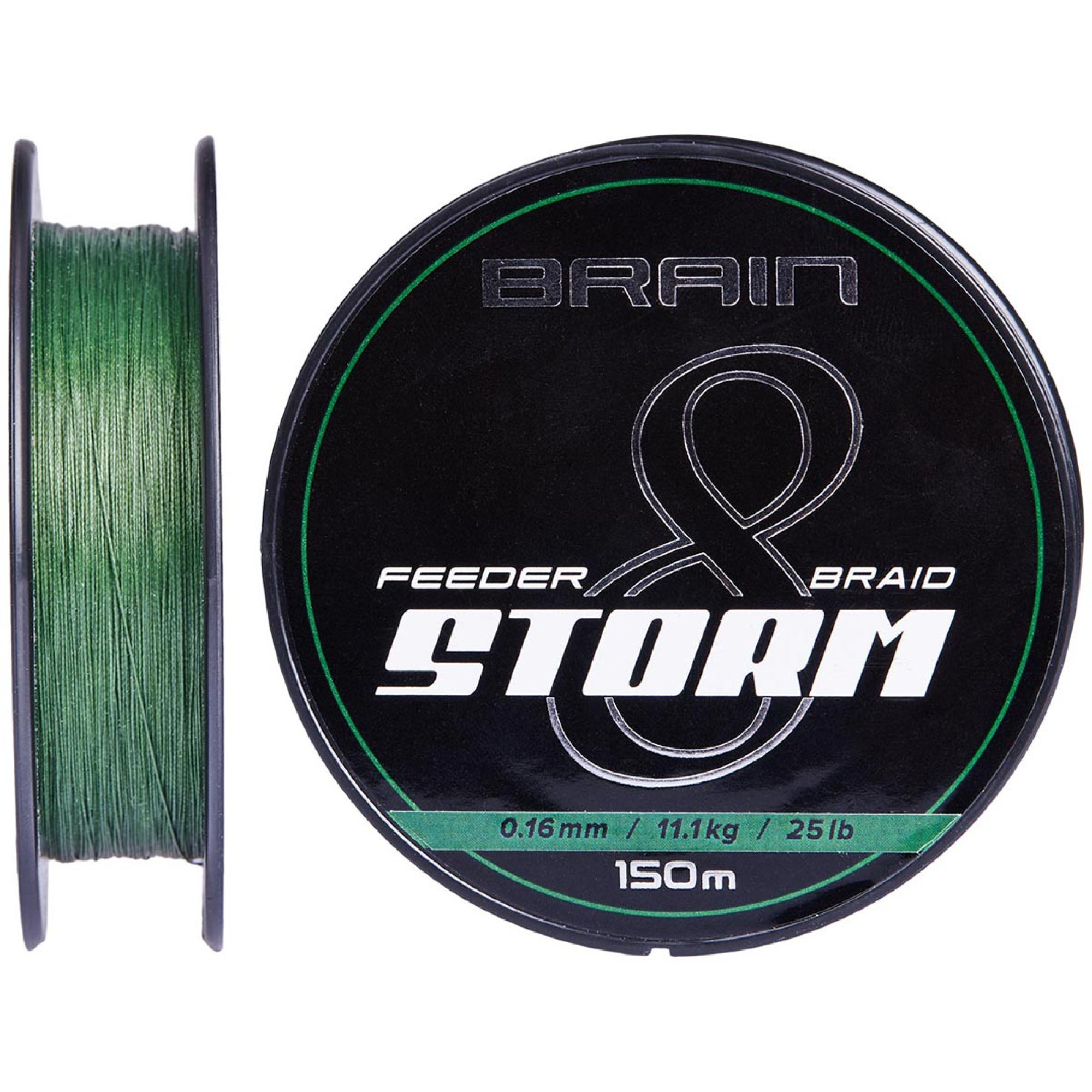 Фидерный шнур Brain Storm 8X (green) 150m 0.14mm 20lb/9.0kg