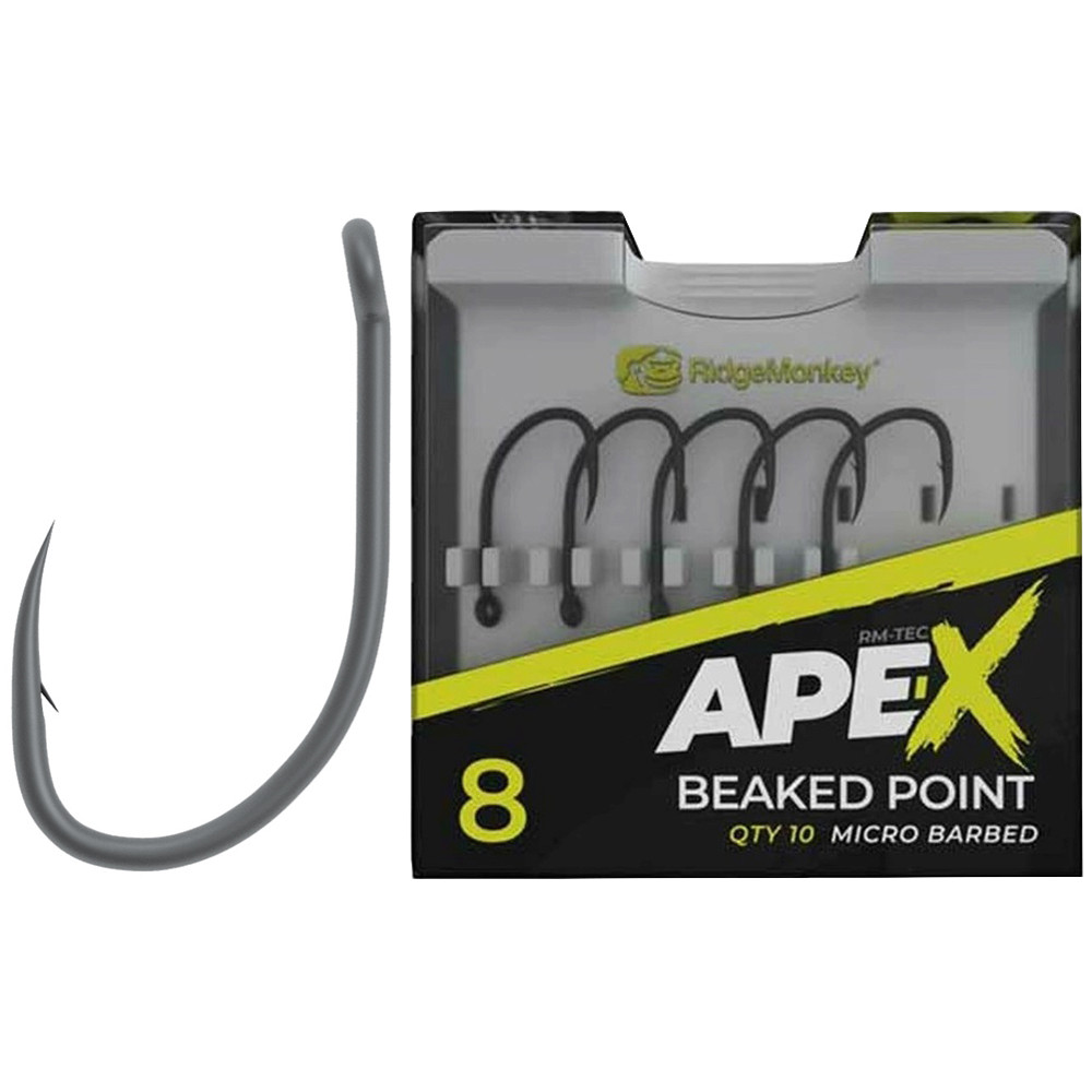 Крючок карповый RidgeMonkey Ape-X Beaked Point с бородкой #6 (10 шт/уп)
