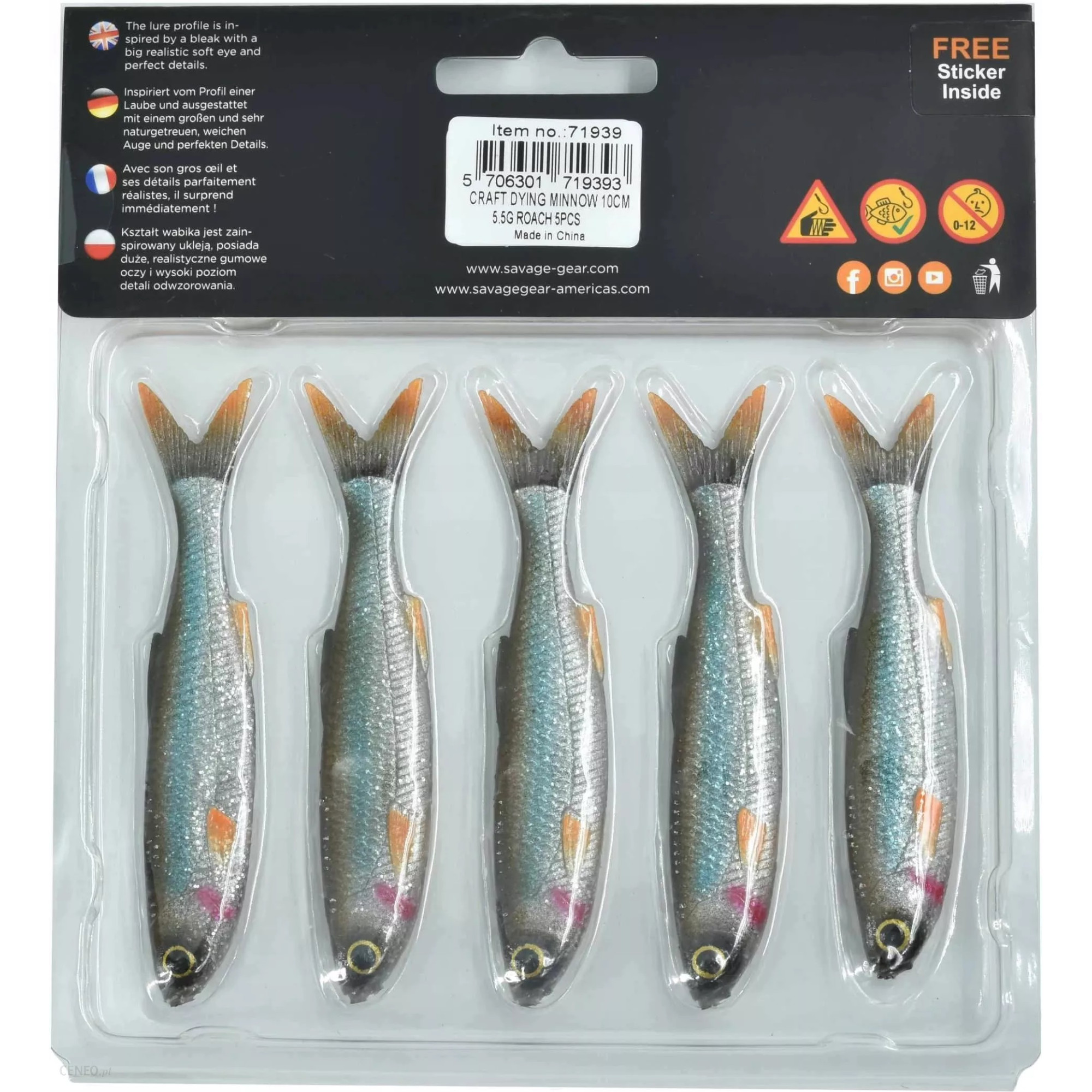 Силікон Savage Gear Craft Dying Minnow 100mm 5.5g Roach (5 шт/уп)
