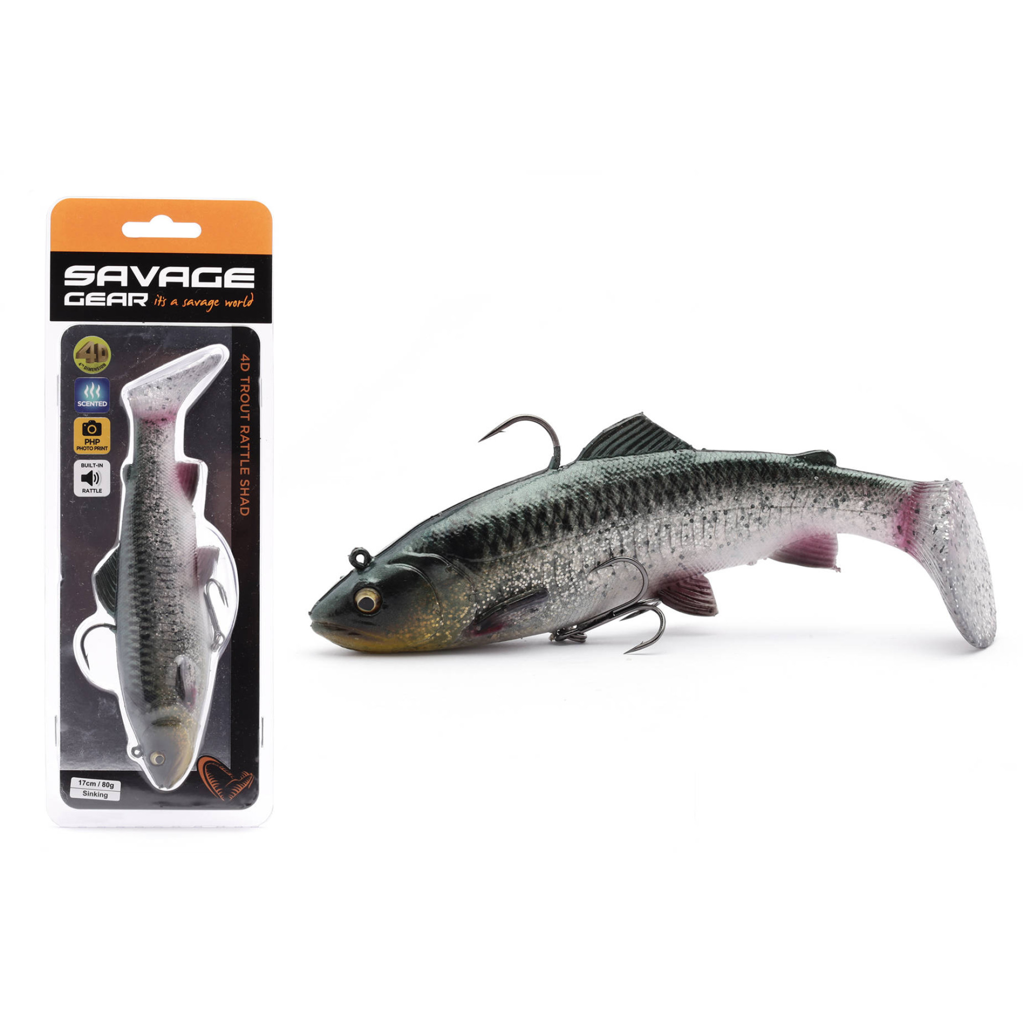 Силікон Savage Gear 4D Trout Rattle Shad S 125mm 35.0g Green Silver