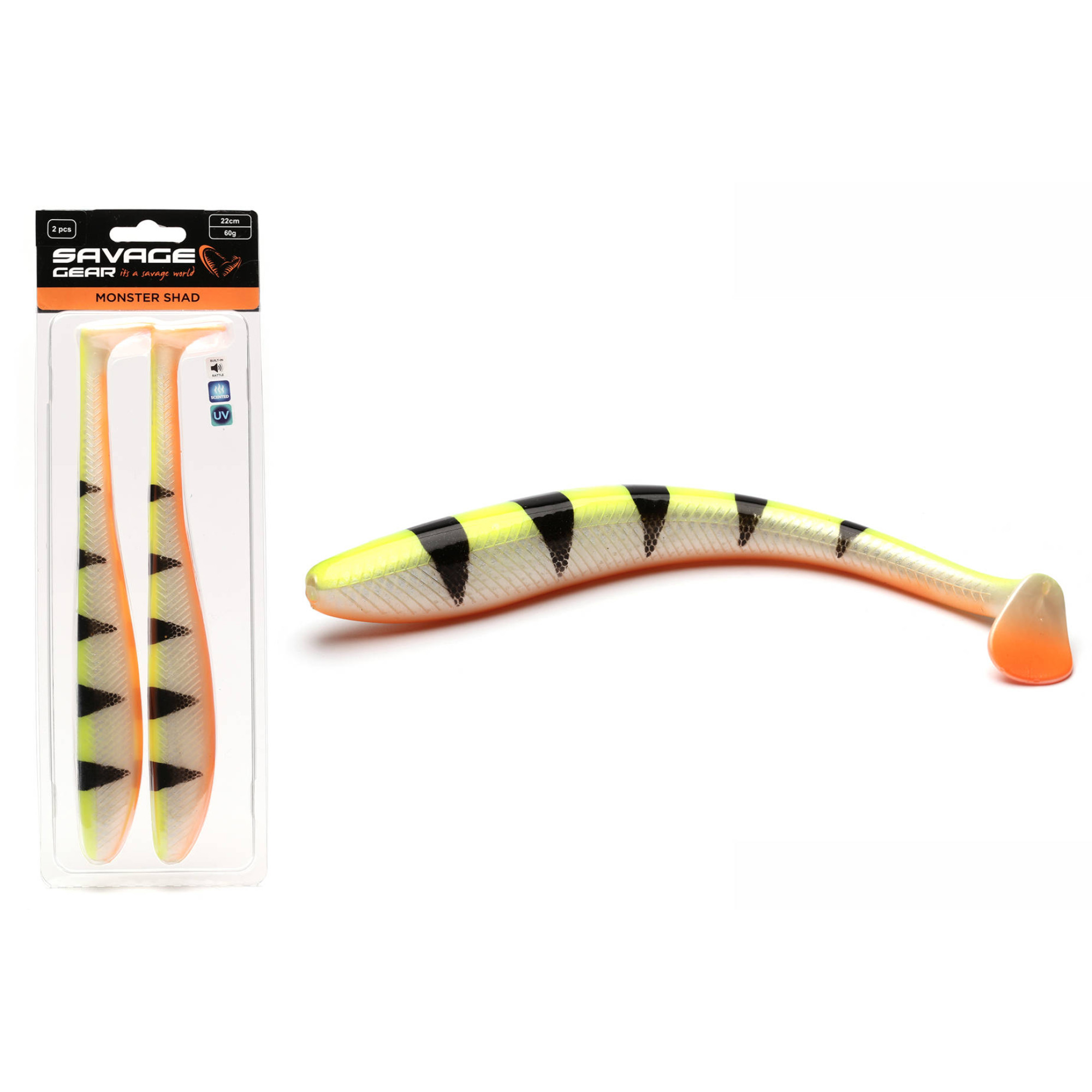 Силікон Savage Gear Monster Shad 180mm 33.0g Lemon Tiger (2 шт/уп)