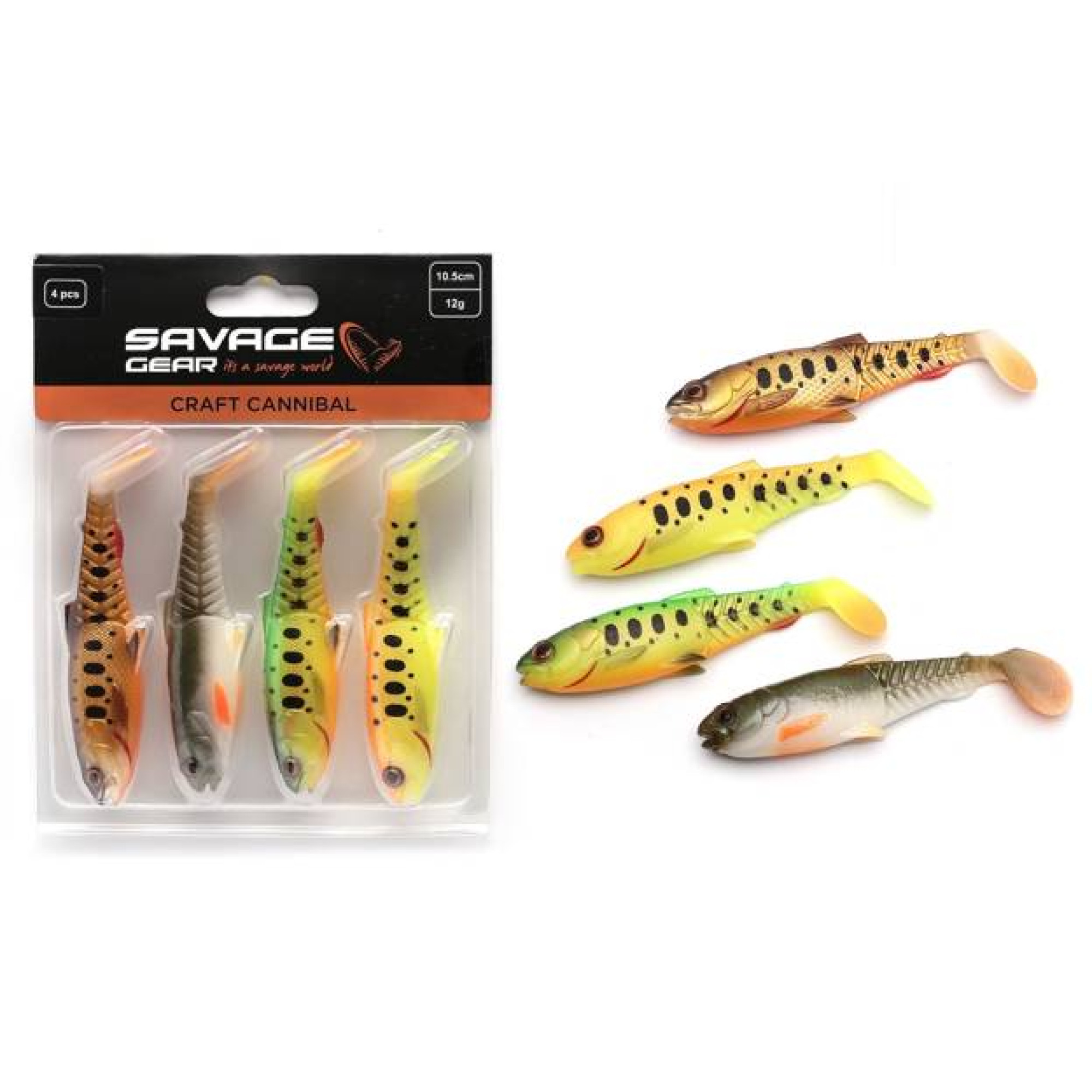 Силікон Savage Gear Craft Cannibal Paddletail Dark Water 105mm 12.0g Mix (4 шт/уп)
