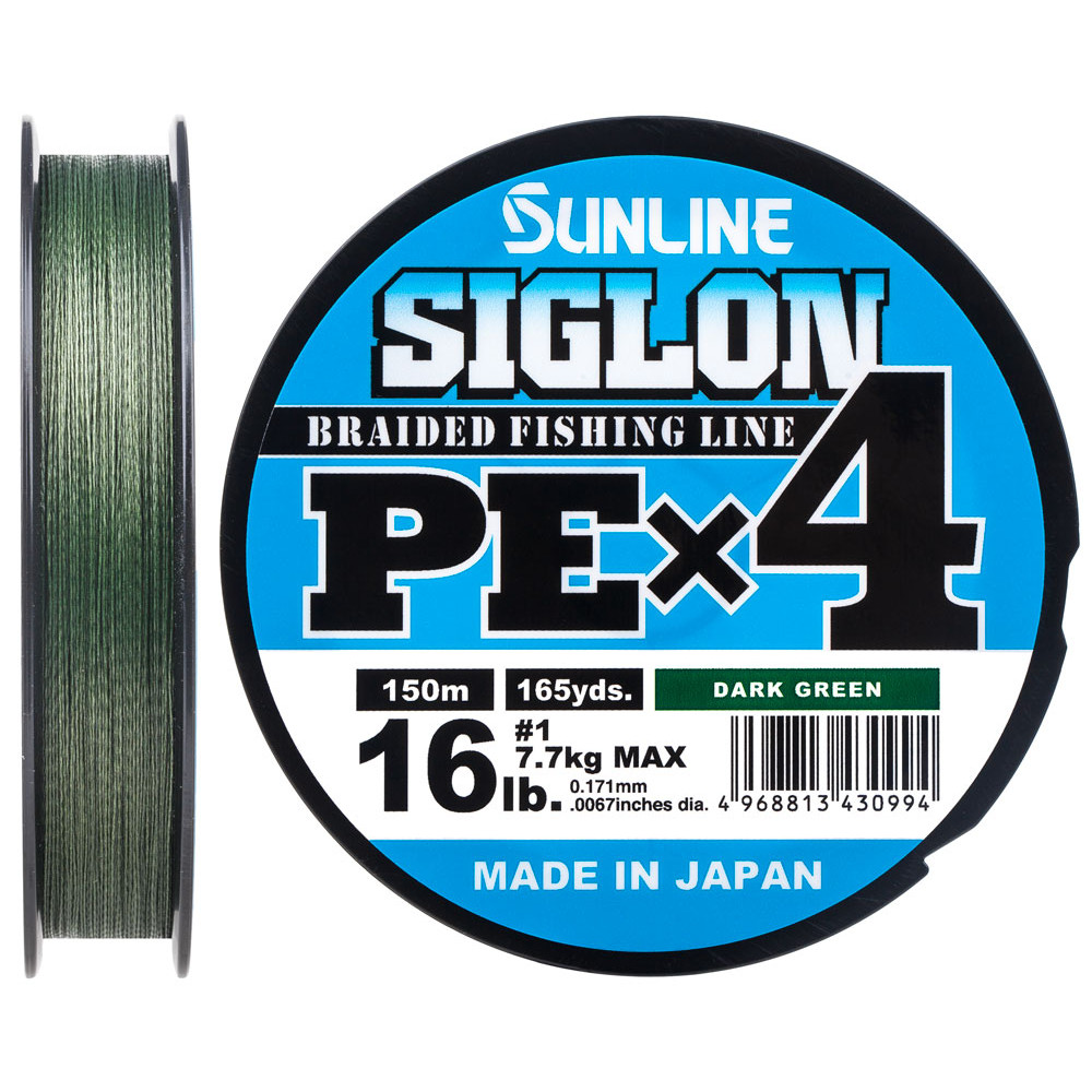 Шнур Sunline Siglon PE х4 300m (темн-зел.) #1.0/0.171mm 16lb/7.7kg